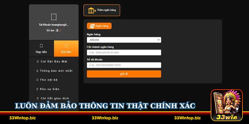 Hãy luôn đảm bảo thông tin thật chính xác trước khi thực hiện giao dịch
